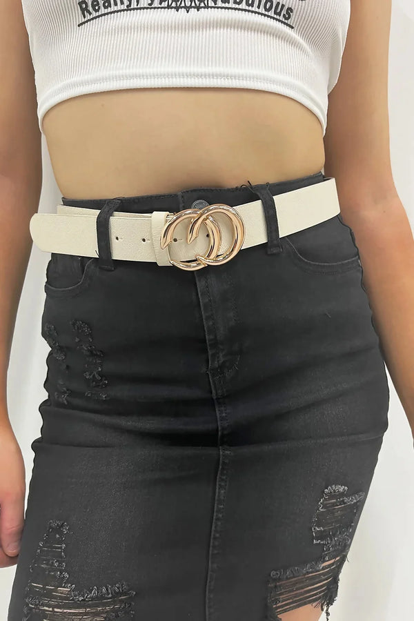 Femme Luxe Stone CC Gold Buckle PU Belt - Haydan