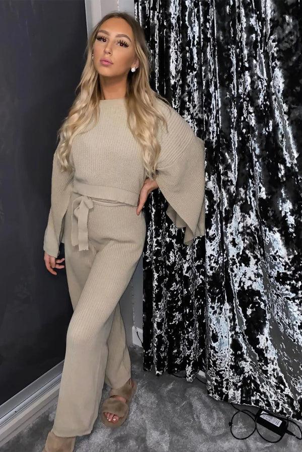Femme Luxe Stone Chunky Knit Loungewear Set - Sally