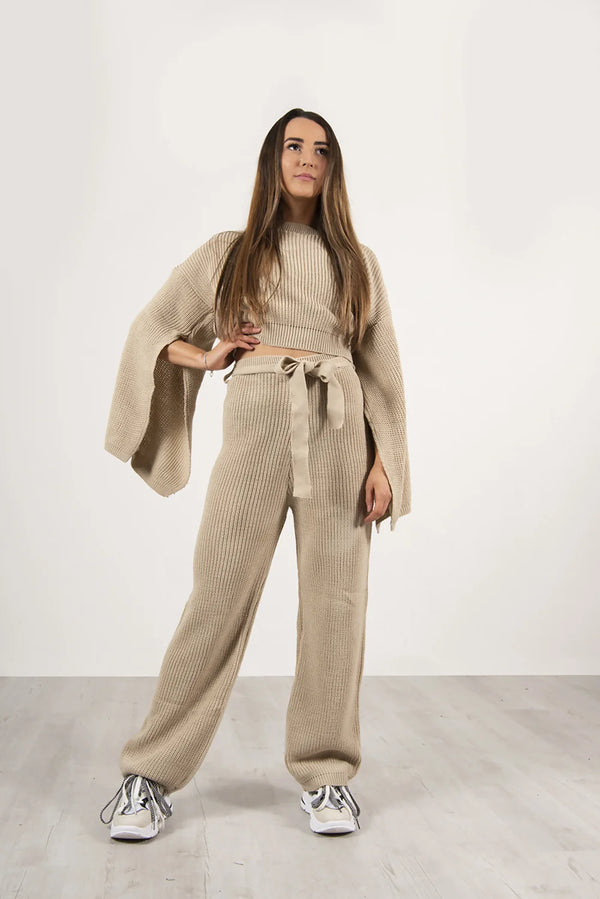 Femme Luxe Stone Chunky Knit Loungewear Set - Sally