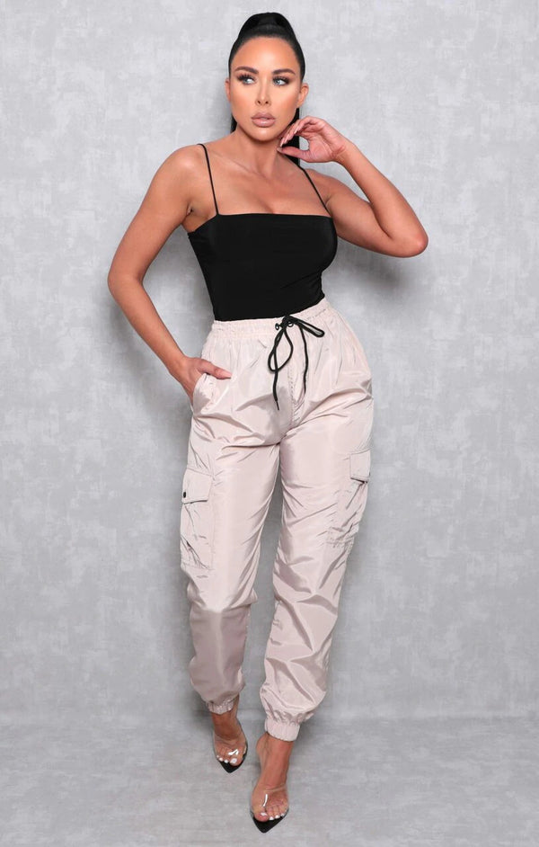 Femme Luxe Stone Cuffed Cargo Trousers - Poppi