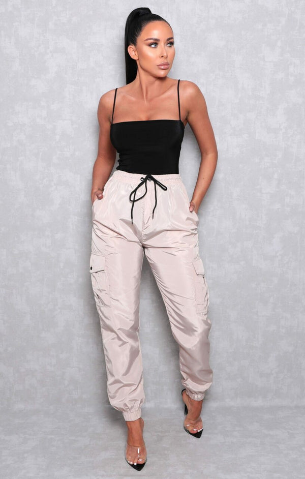 Femme Luxe Stone Cuffed Cargo Trousers - Poppi