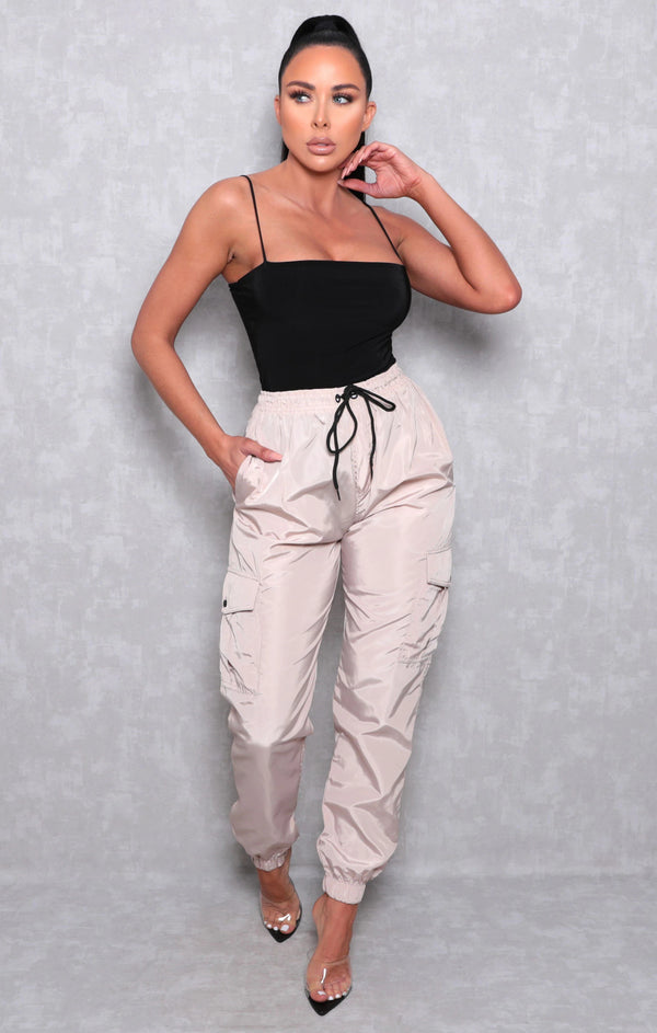 femme luxe Stone Cuffed Cargo Trousers - Poppi