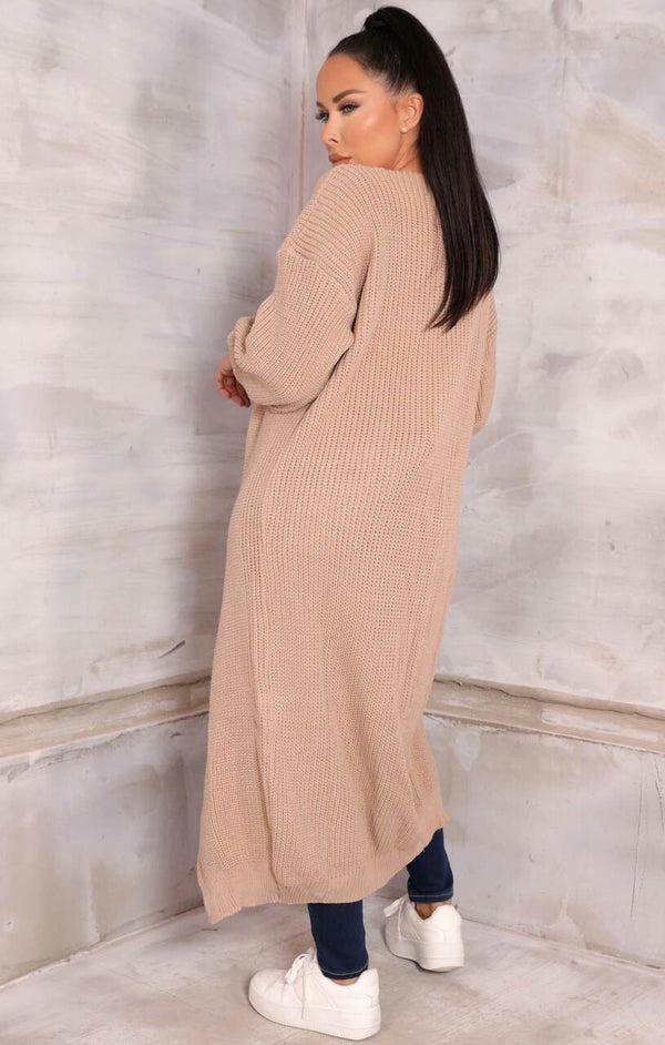 Femme Luxe Stone Knitted Long Cardigan - June