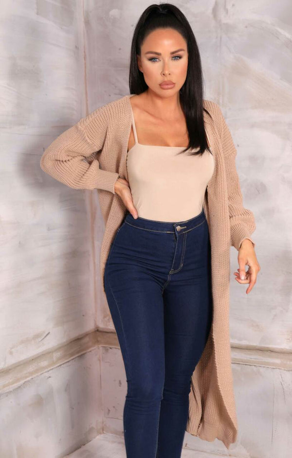 Femme Luxe Stone Knitted Long Cardigan - June
