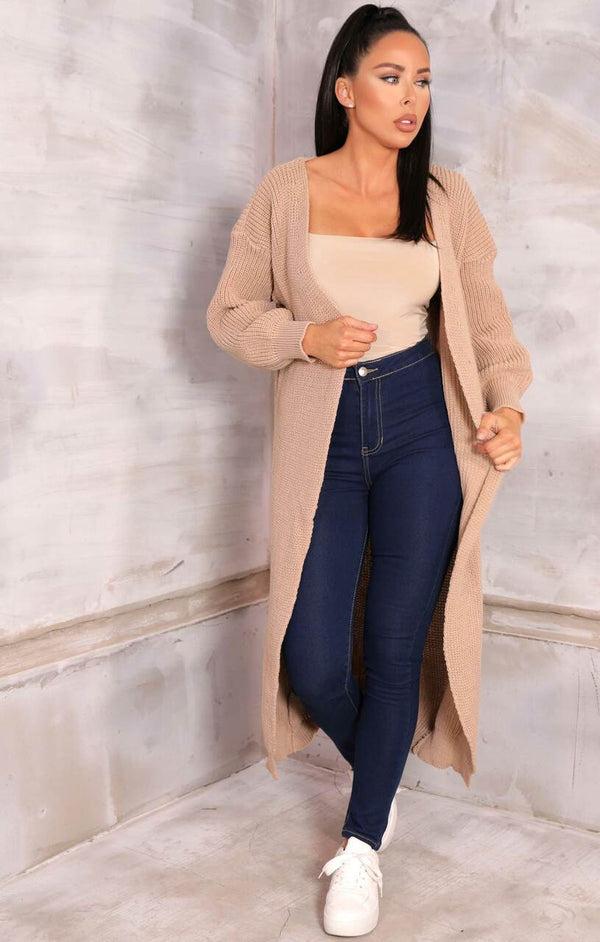 femme luxe Stone Knitted Long Cardigan - June