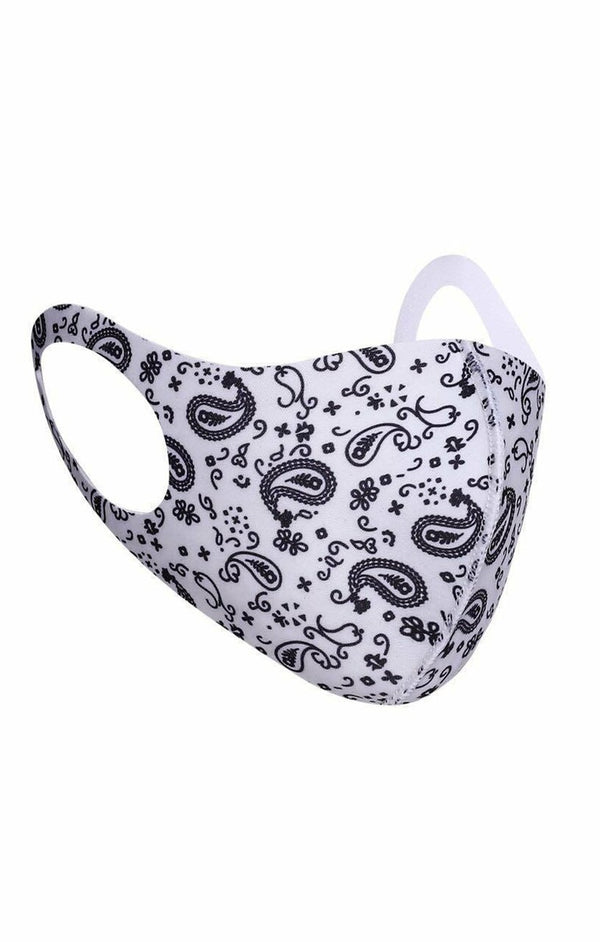 Femme Luxe White Bandana Print Face Mask - Cally