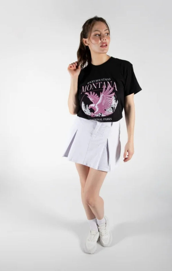 femme luxe White Denim Pleated Mini Skirt - Cassara