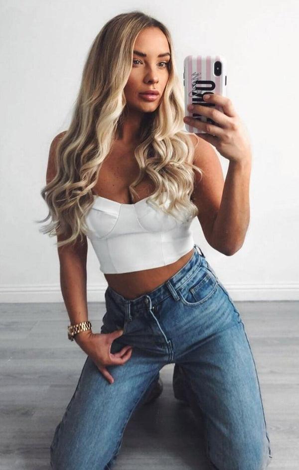 Femme Luxe White PU Corset Top - Amy
