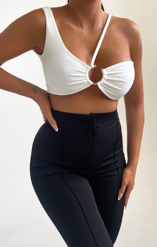Femme Luxe White Ring Detail Strappy Bralette- Liza