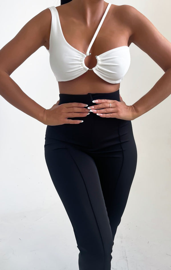 femme luxe White Ring Detail Strappy Bralette- Liza