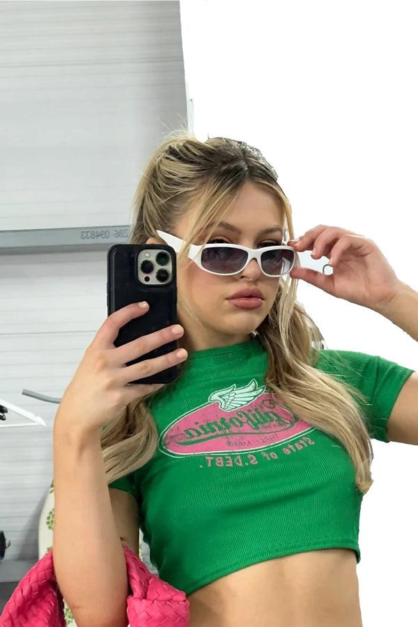 femme luxe White Y2K Chunky Square Sunglasses - Abby