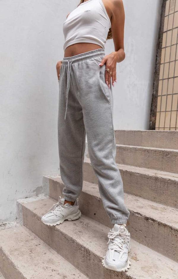 femme luxe Grey Marl Cuffed Elasticated Joggers - Ariande