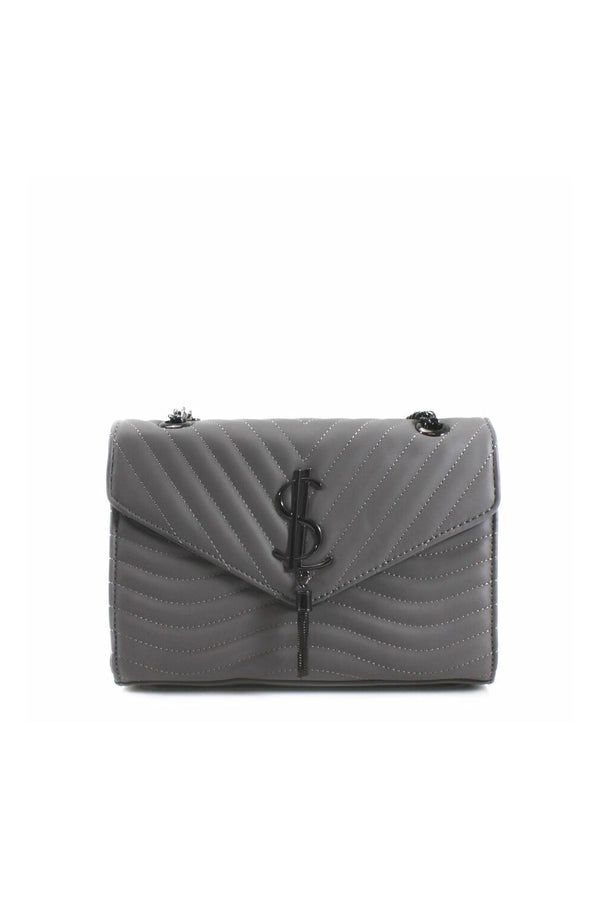 Femme Luxe Grey Quilted Satchel Crossbody Bag - Mercy