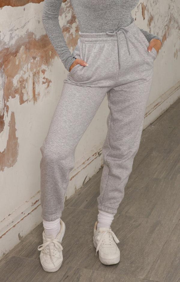 Femme Luxe Grey Sheared Hem High Waisted Joggers - Kailani