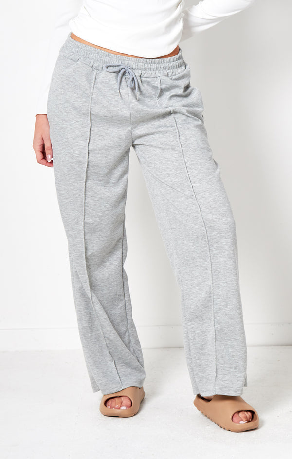 Femme Luxe Grey Waistband Open Hem Oversize Joggers - Raya