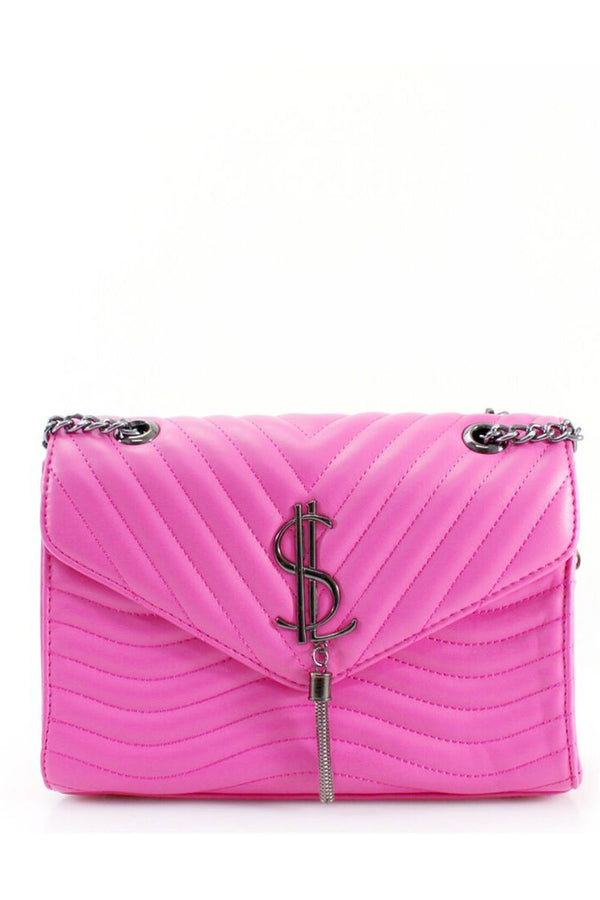 Femme Luxe Hot Pink Quilted Satchel Crossbody Bag - Brandon