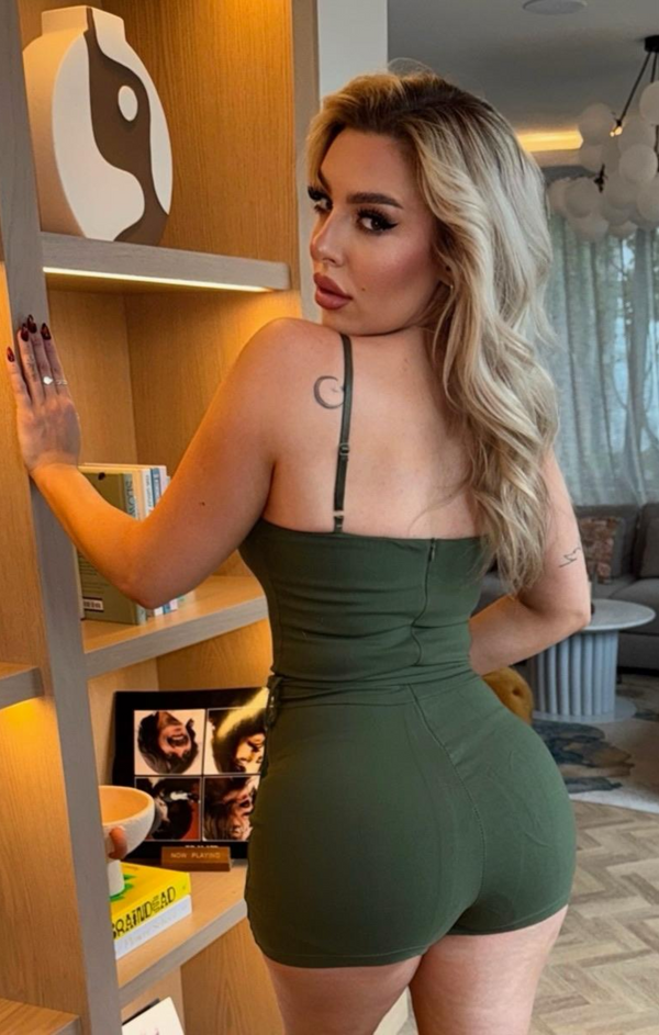 Femme Luxe Khaki Cargo Pocket Belted Skort Playsuit - Soraya