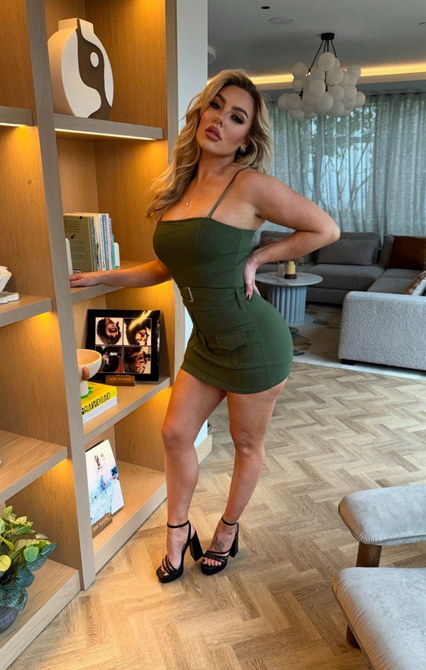 Femme Luxe Khaki Cargo Pocket Belted Skort Playsuit - Soraya