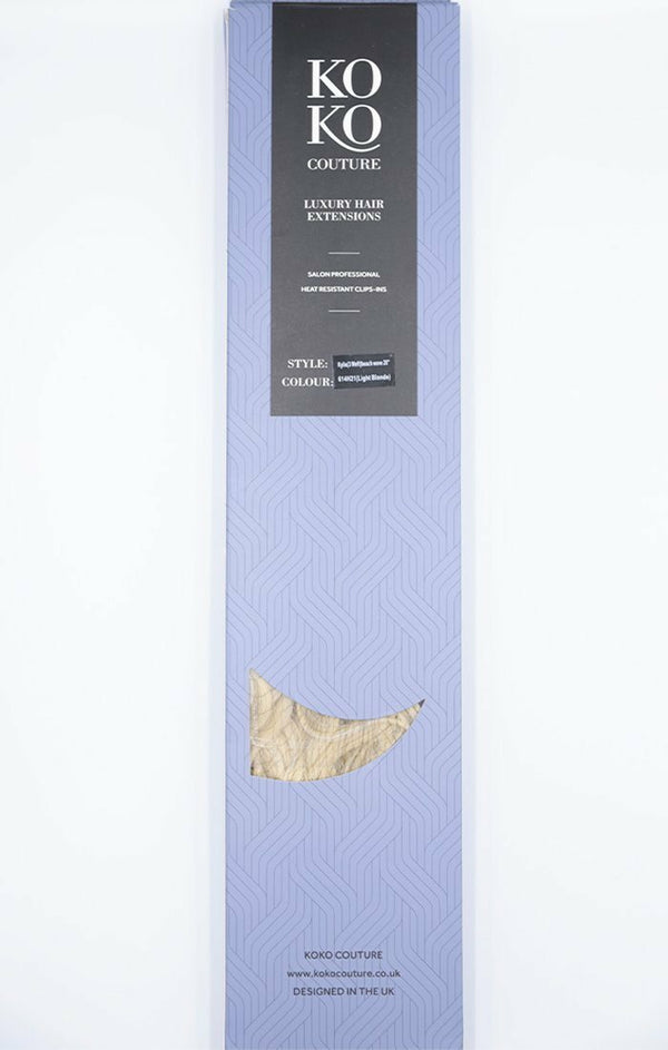 Femme Luxe Light Blonde Thick 20" Synthetic Clip In Wavy Hair Extensions Set - Loren