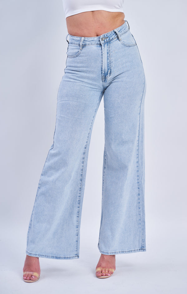 Femme Luxe Light Blue Straight Leg Super Soft Relaxed Fit Jeans- Sorna
