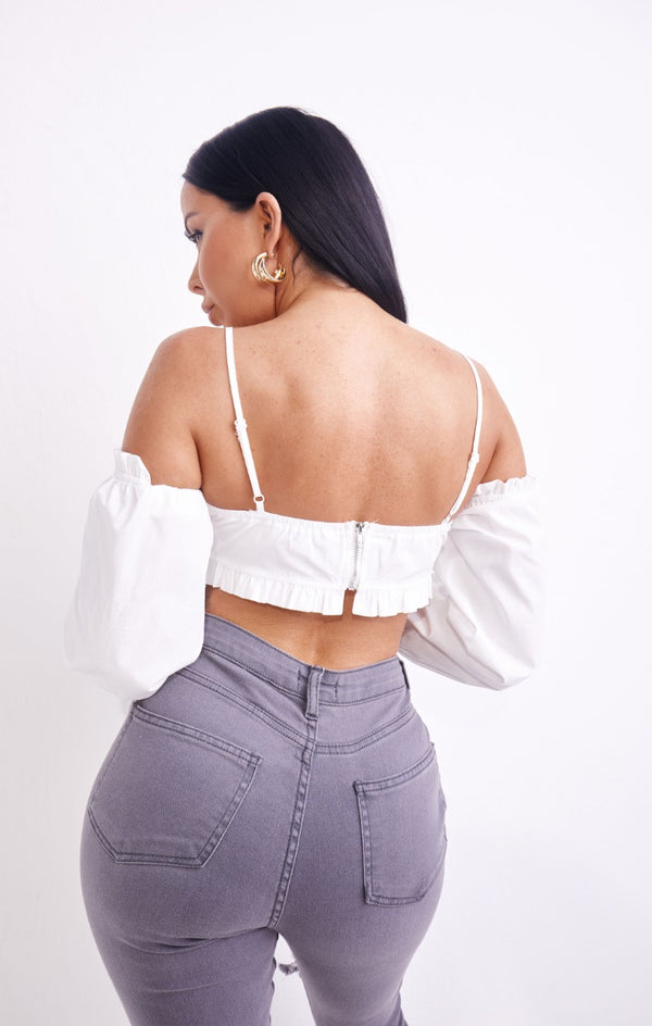 Femme Luxe Light Grey High Waisted Ripped Knee Skinny Jeans - Mel