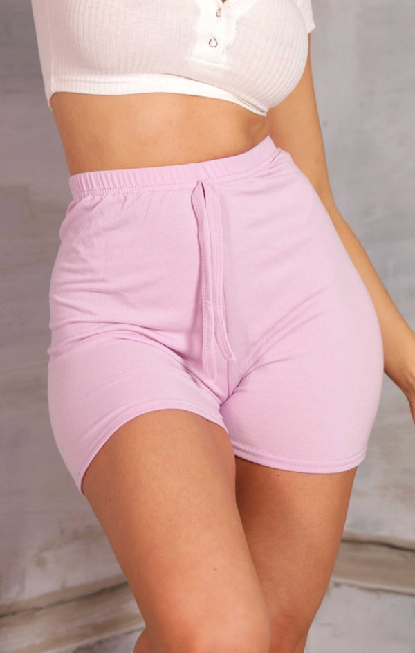Femme Luxe Lilac Elasticated Waist Styled Shorts - Casey
