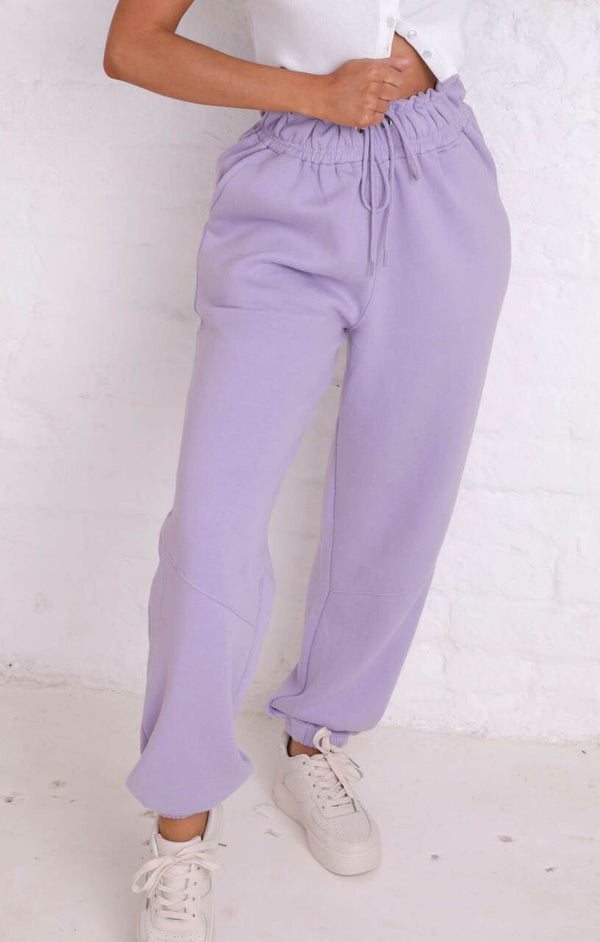 Femme Luxe Lilac High Waisted Oversized Cuffed Joggers - Fiona