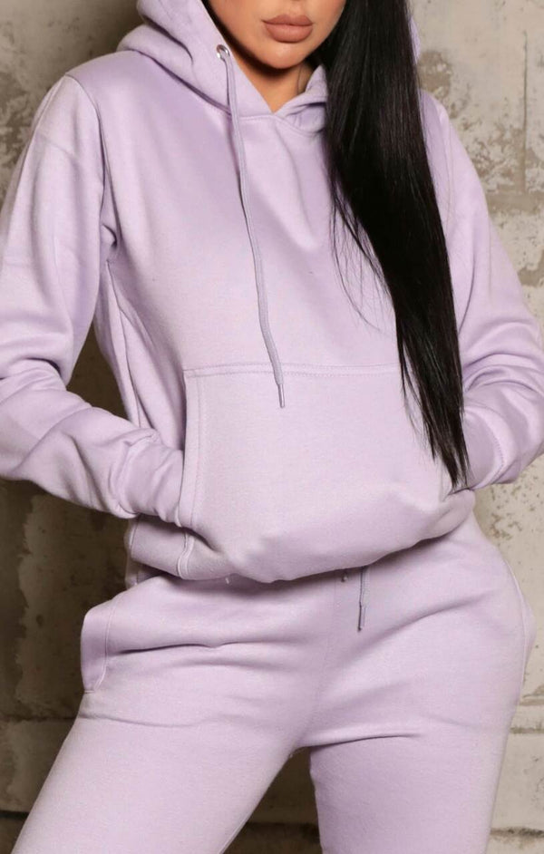 Femme Luxe Lilac Hoodie & Joggers Tracksuit Set - Bellamy