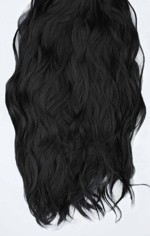 Femme Luxe Natural Black Thick 20" Synthetic Clip In Wavy Hair Extensions Set - Loren