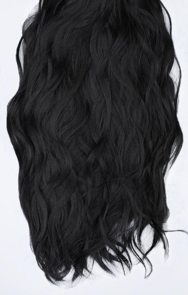 femme luxe Natural Black Thick 20" Synthetic Clip In Wavy Hair Extensions Set - Loren