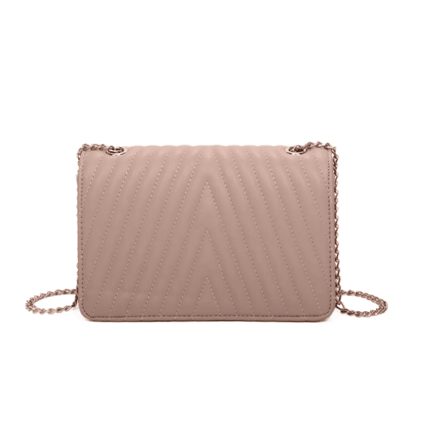 Femme Luxe Nude V Buckle Quilted Satchel Flap With Tassel Detail - Violet