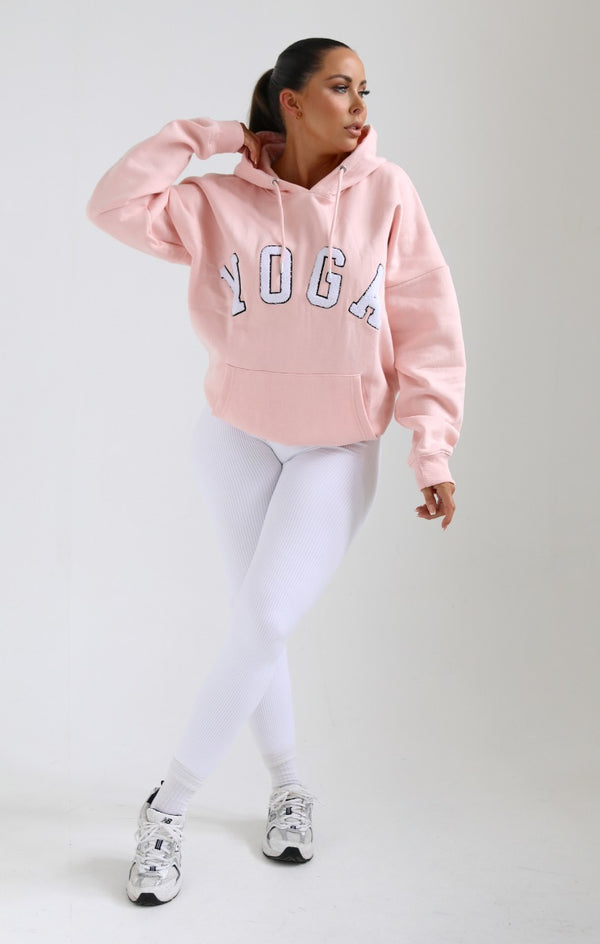 Femme Luxe Peach Yoga Slogan Oversized Hoodie - Laverne