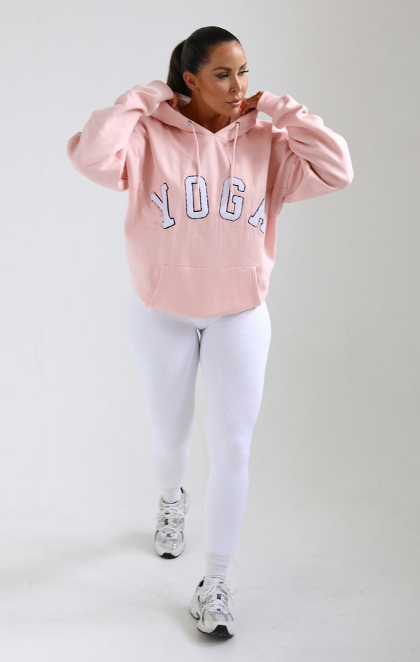 femme luxe Peach Yoga Slogan Oversized Hoodie - Laverne