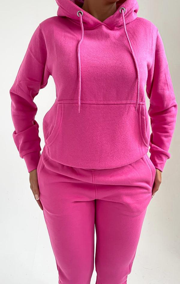 Femme Luxe Pink Hoodie Cuffed Joggers Loungewear Set - Bellamy