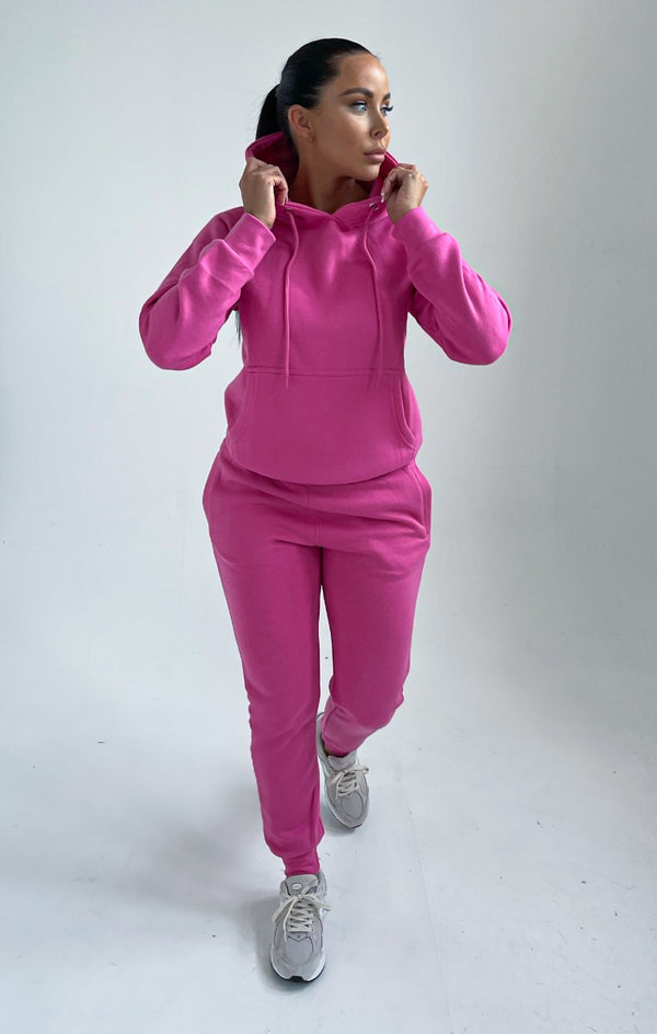 femme luxe Pink Hoodie Cuffed Joggers Loungewear Set - Bellamy