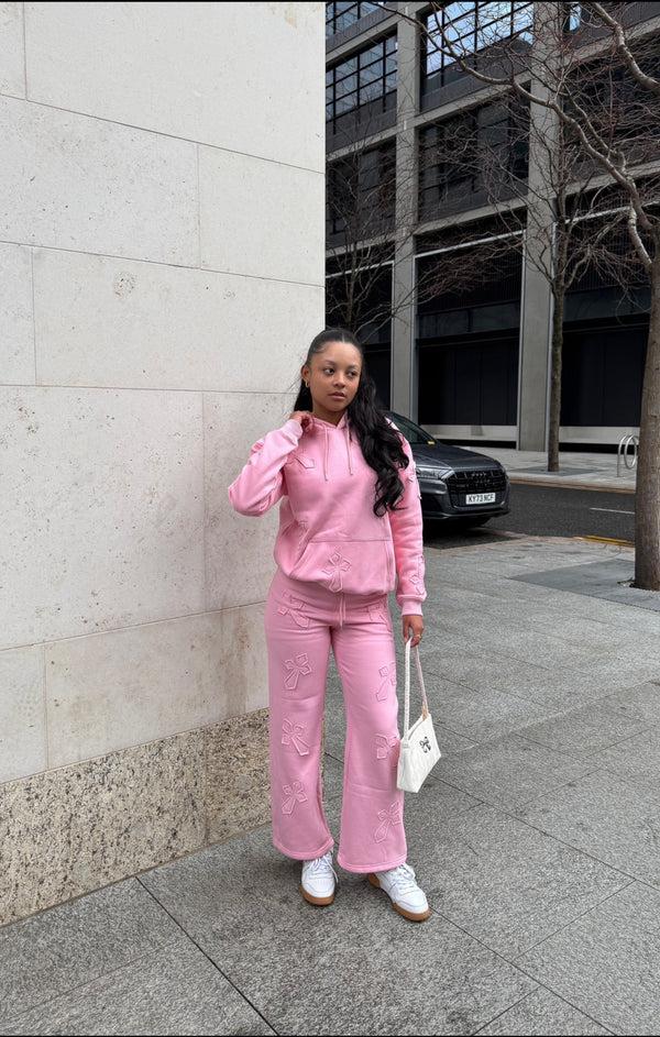 Femme Luxe Pink Oversized Crucifix Cross Hoodie With Wide Leg Trouser - Maren