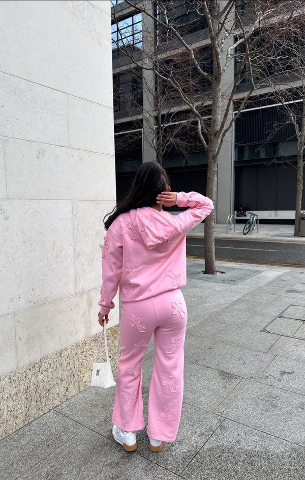 Femme Luxe Pink Oversized Crucifix Cross Hoodie With Wide Leg Trouser - Maren