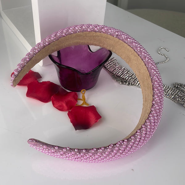 Femme Luxe Pink Plated Statement Crystal Headband - Kaleey