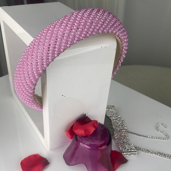 Femme Luxe Pink Plated Statement Crystal Headband - Kaleey