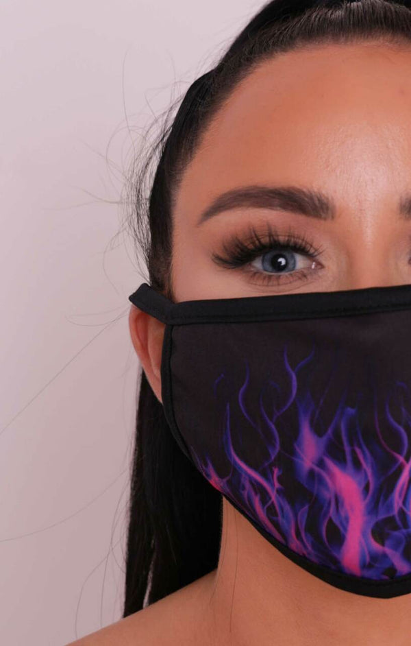 Femme Luxe Pink & Purple Flame Print Washable Face Mask