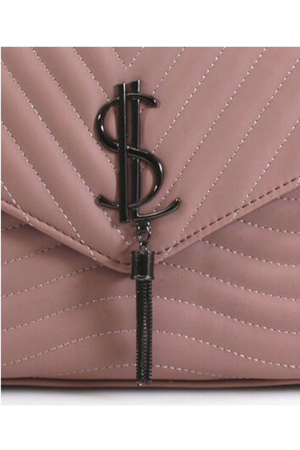 Femme Luxe Pink Quilted Satchel Crossbody Bag- Brandon