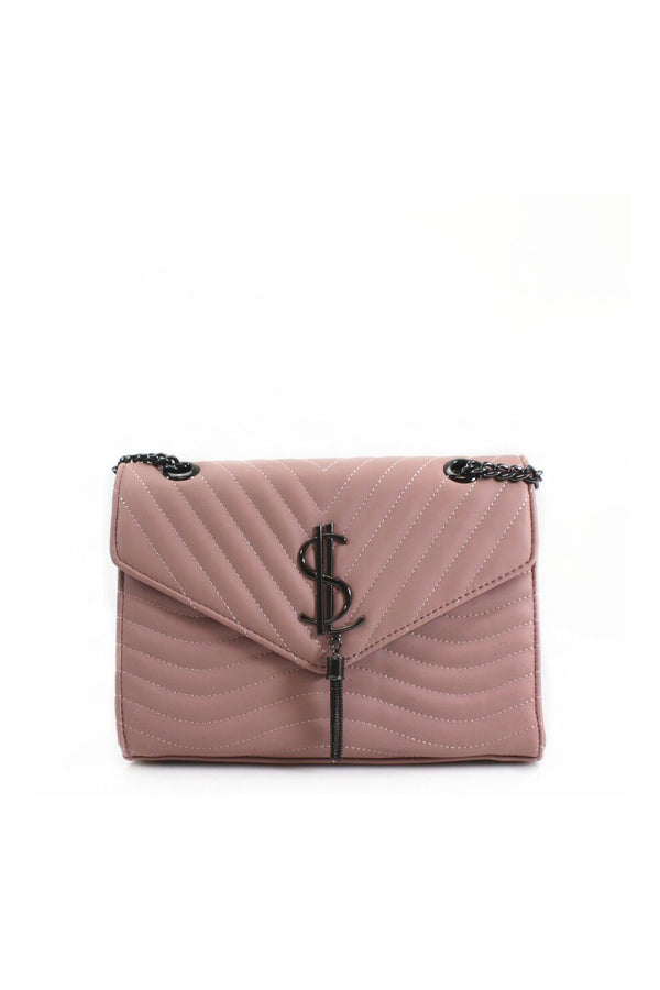 Femme Luxe Pink Quilted Satchel Crossbody Bag- Brandon
