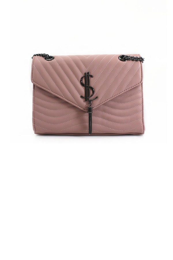 femme luxe Pink Quilted Satchel Crossbody Bag- Brandon