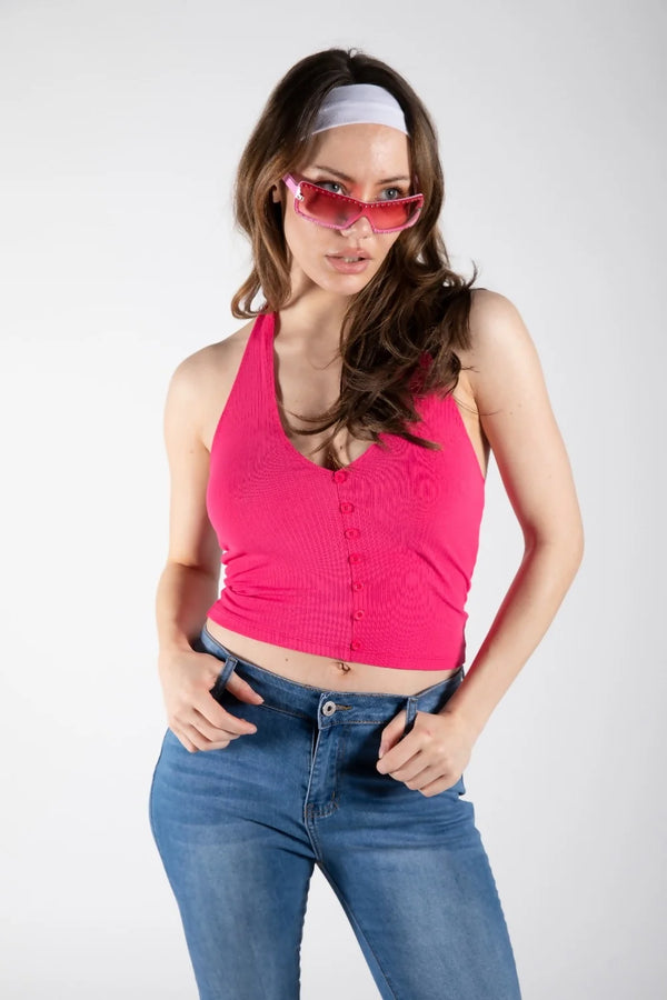 Femme Luxe Pink Rhinestone Square Frame Sunglasses - Elisa