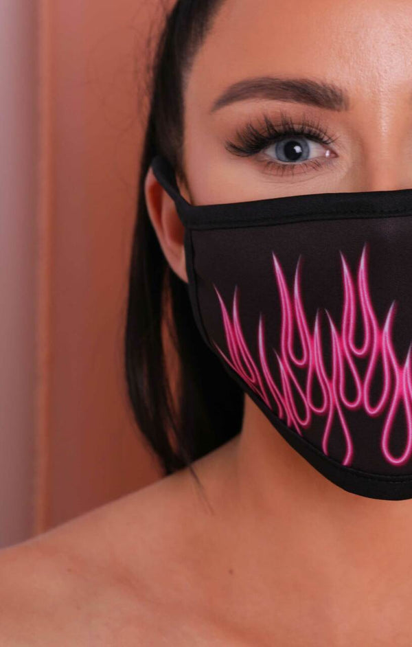 Femme Luxe Pink & White Flame Print Washable Face Mask