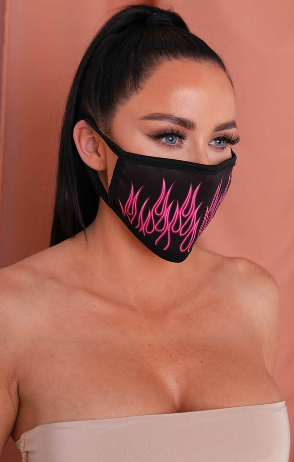 Femme Luxe Pink & White Flame Print Washable Face Mask