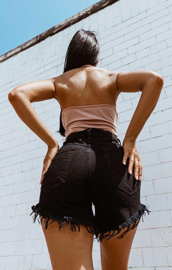 Femme Luxe Rose Slinky Halter Neck Ruched Front Tie Detail Crop Top - Ingrid