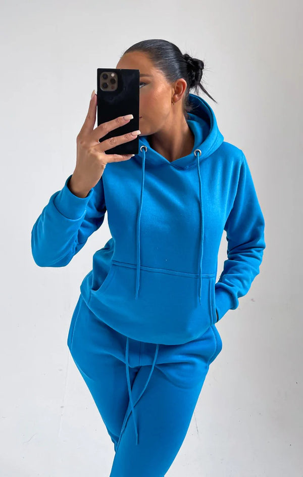 Femme Luxe Royal Blue Oversized Front Pocket Drawstring Hoodie - Niamh