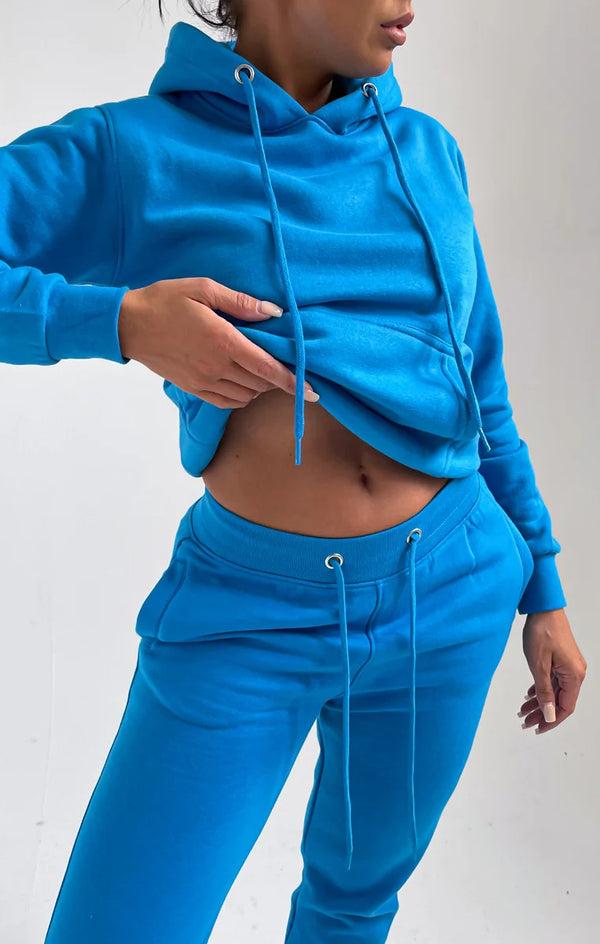 Femme Luxe Royal Blue Oversized Front Pocket Drawstring Hoodie - Niamh