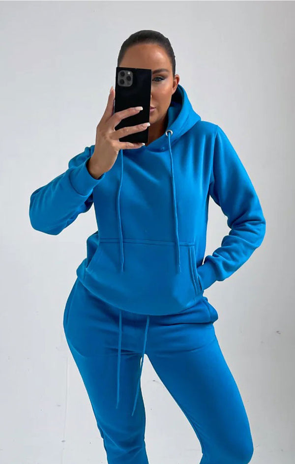 Femme Luxe Royal Blue Oversized Front Pocket Drawstring Hoodie - Niamh